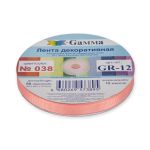 Лента репсовая (в рубчик) 12.0 мм / 45.5 метра, 038 коралловый, Gamma GR-12