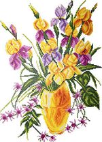 Алмазная (кристальная) мозаика Фрея, Ирисы в вазе, 44,5х33 см