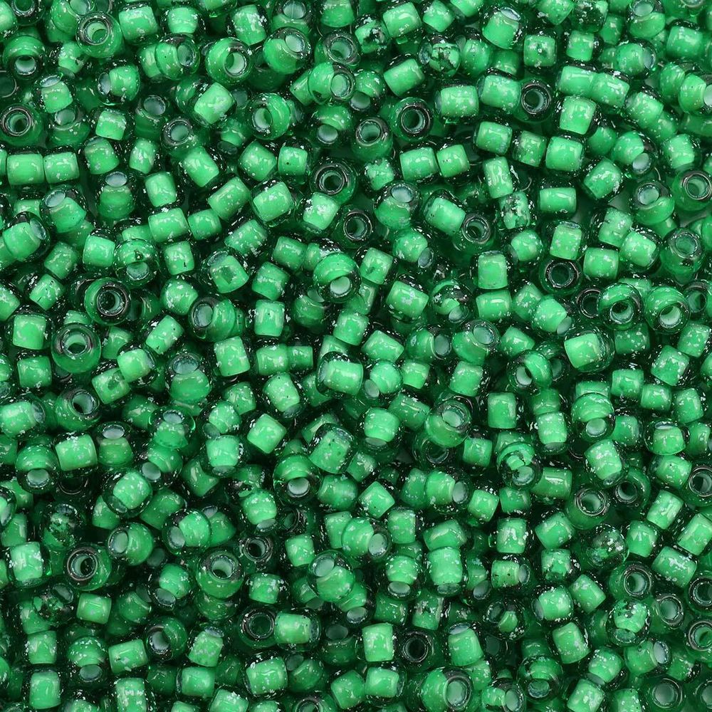 Бисер Astra&Craft 11/0 (2.1 мм), 200 г (10х20 г), цв. 23А-4 т. зеленый/прозрачный с цветным центром