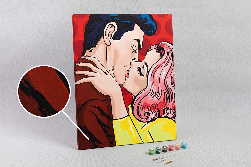 Картина по номерам Фрея, Поцелуй. Поп-арт, 50х40 см