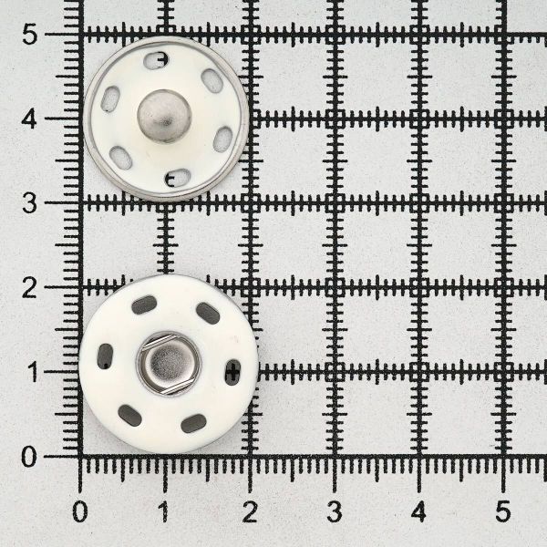 Кнопка пришивная металл ⌀21.0 мм, никель / белый, 10 шт, КПР6