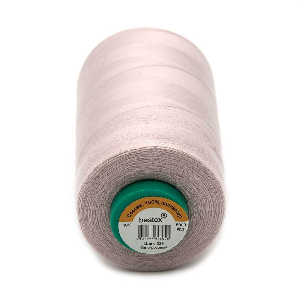 Нитки универсальные Bestex 40/2, 4570 м (5000 ярд) / 1 кат., 036 бело-розовый