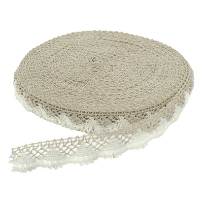 Кружево вязаное (тесьма) хлопковое 28 мм / 25 метров, рис.28.01.021 (лен/белый) С3749Г17