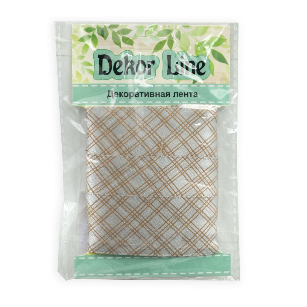 Лента атласная с рисунком Пересечение 25.0 мм / 3 метра, белый, Globus