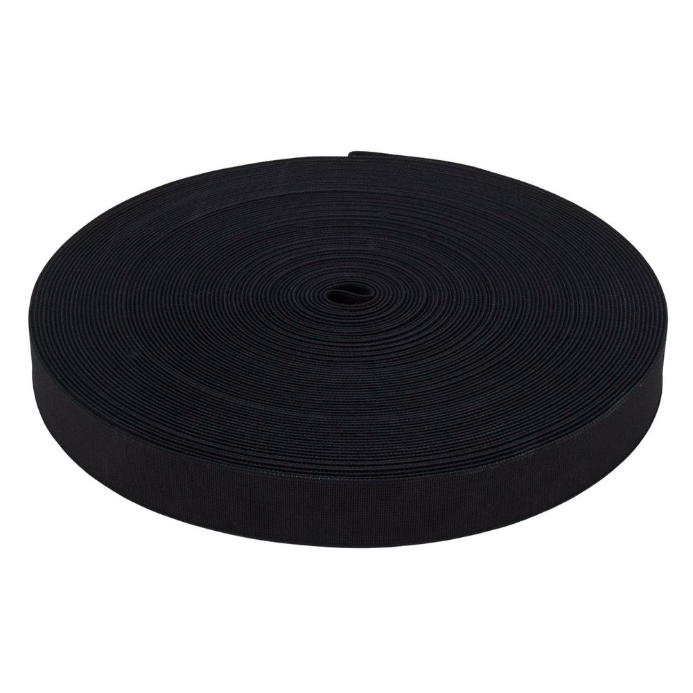 Резинка башмачная 25.0 мм / 25 метров, тканая аппретированная, 20.8 г/п.м., черная, 5025Ч
