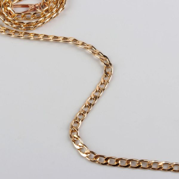 Цепочка для сумки с карабинами алюм 120см 9х14мм плоская золотой