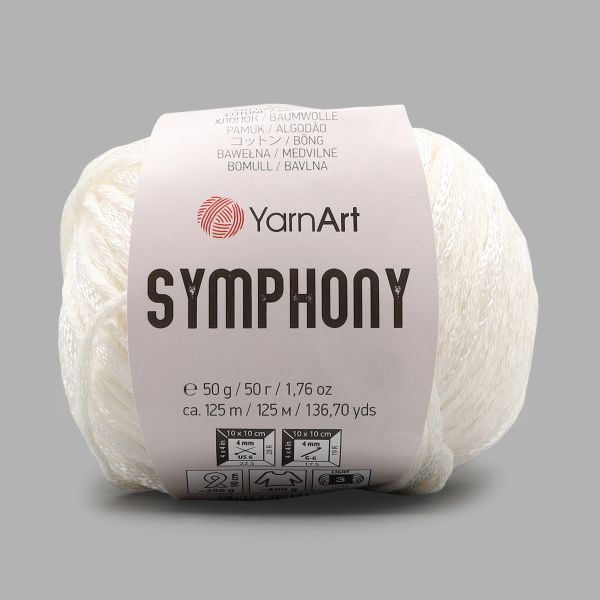 Пряжа YarnArt (ЯрнАрт) Symphony / уп.10 мот. по 50 г, 125 м, (2101 белый)