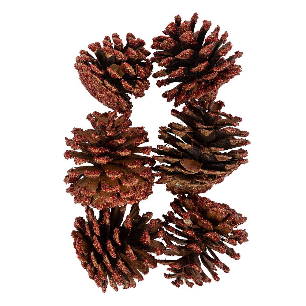 Шишки сосновые, 6 шт, 03 Сосна/ красный, Blumentag CIF-02, УЦЕНКА