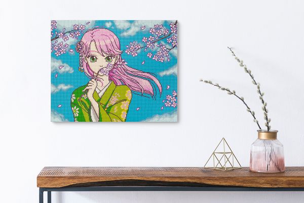 Алмазная (кристальная) мозаика Фрея ALPD-159, на подрамнике Весенняя сакура, 50х40 см