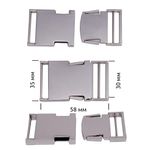 Фастекс (пряжка трезубец) металл 30 мм, 58x35 мм, никель, 6 шт