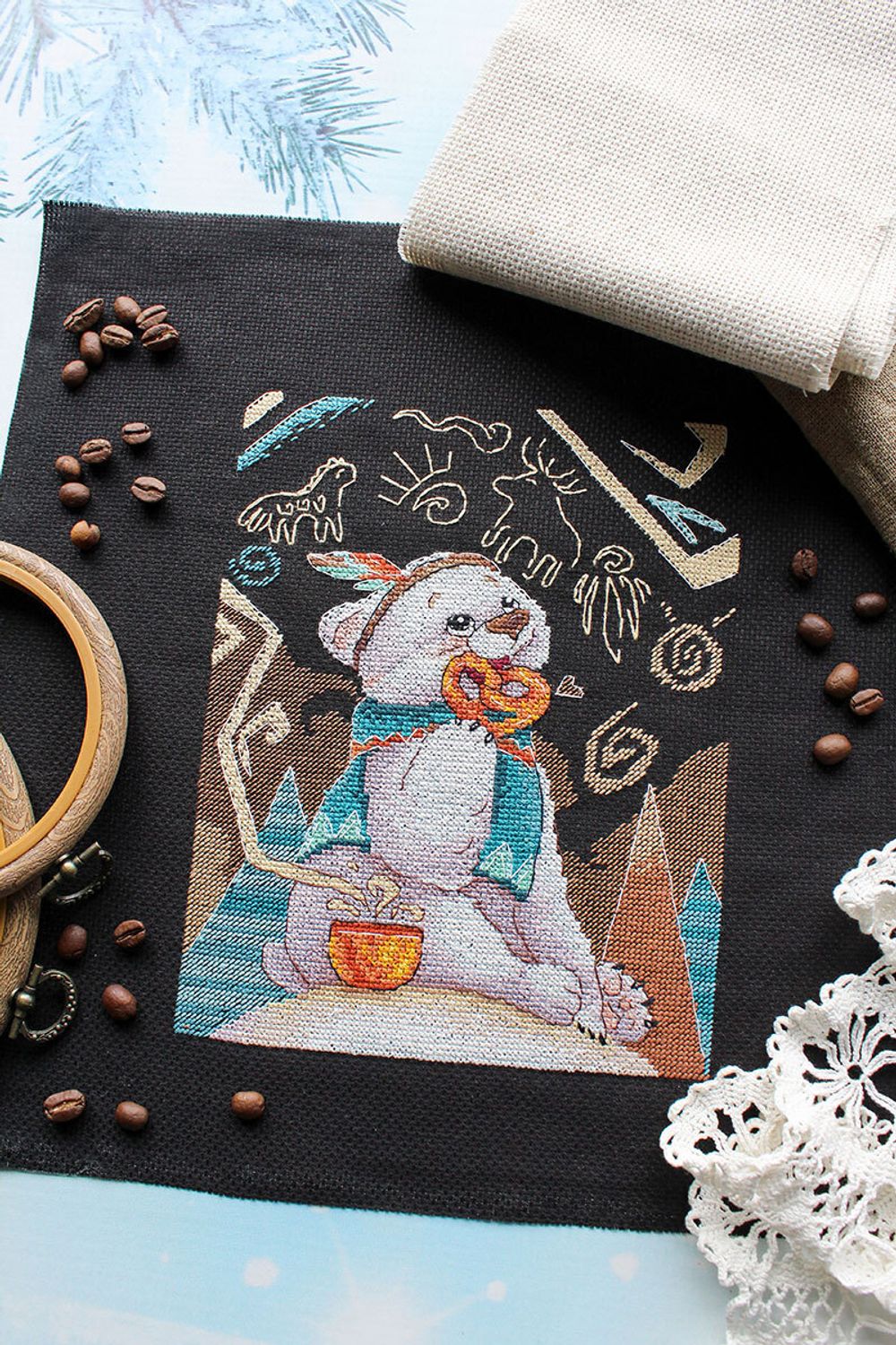 Набор для вышивания нитками МП Студия, Небесный калейдоскоп, 20х15 см