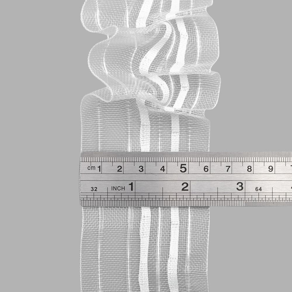 Лента (тесьма) шторная: сборка вафельная (1:2.5) 60 мм / 50 метров, органза