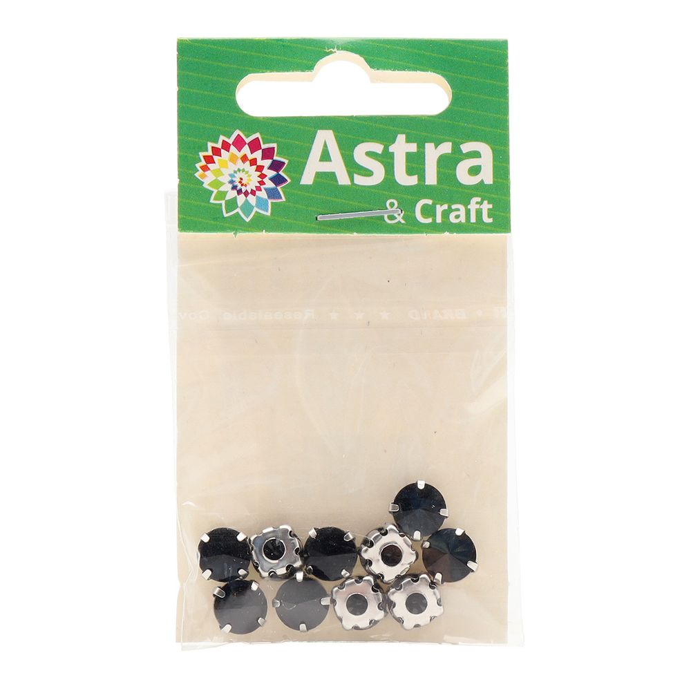 Хрустальные стразы в цапах круглой формы, черный 8 мм, 10 шт. Astra&Craft, РЦ018НН8