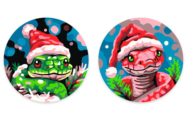 Картина по номерам Фрея PNBM-021, Праздничные змейки, (на магните) 9х9 см