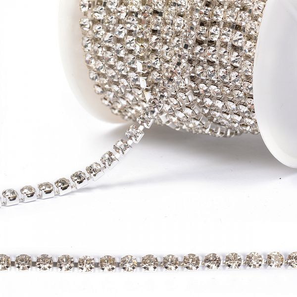 Цепь со стразами 01.SS10.S, цв.CRYSTAL/SILVER, 2.8 мм, 10 м