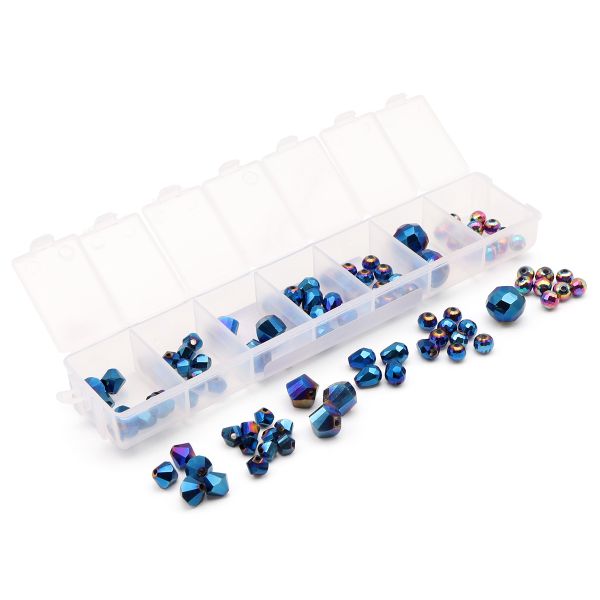 Бусины стекло набор Модный синий, 95±2 шт, Astra&Craft