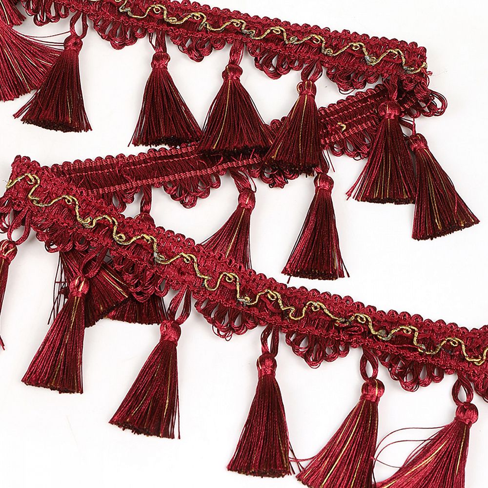 Бахрома отделочная широкая 100.0 мм / 10 метров, с кистями, 6152-0327, цв.6393 красный