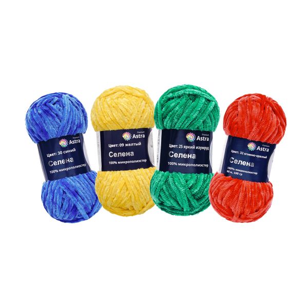 Пряжа Astra Premium (Астра Премиум) Селена / уп.4 мот. (4 цвета) по 100 г, 68 м, ассорти №3