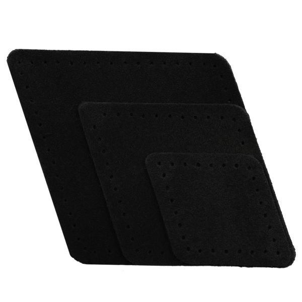 Набор заплаток пришивных из замши, ромб 4х5,6см, 6х8,4см, 8х11,2см, с перфорацией, 3 шт (20 черный), 59405