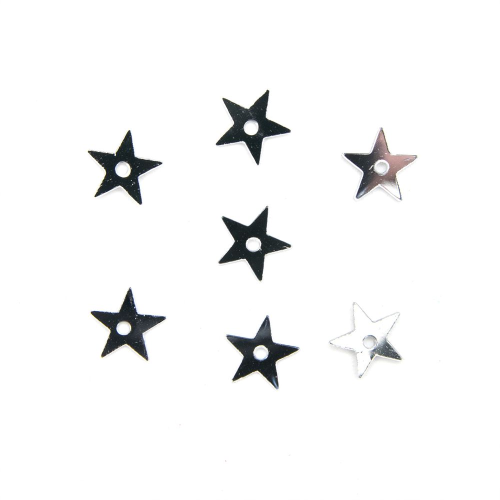 Пайетки фигурные звездочки 7 мм, Астра 10г, 1 серебро, уп.10 шт