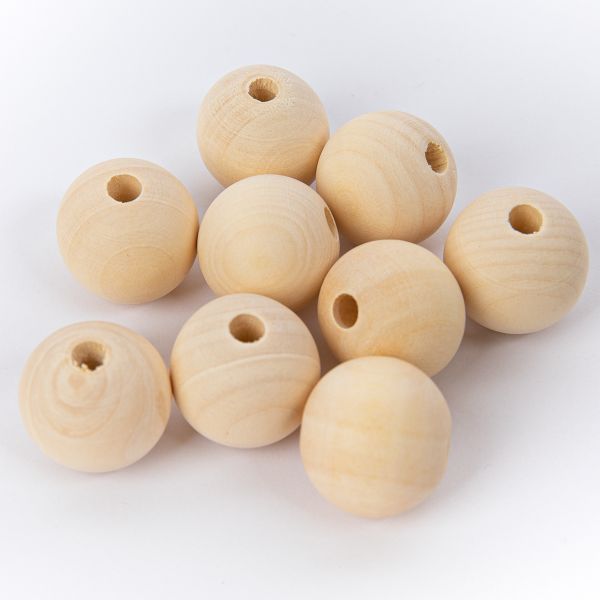 Бусины дерево ⌀25 мм, 80±10 шт, светлое дерево, Zlatka HWBE-25