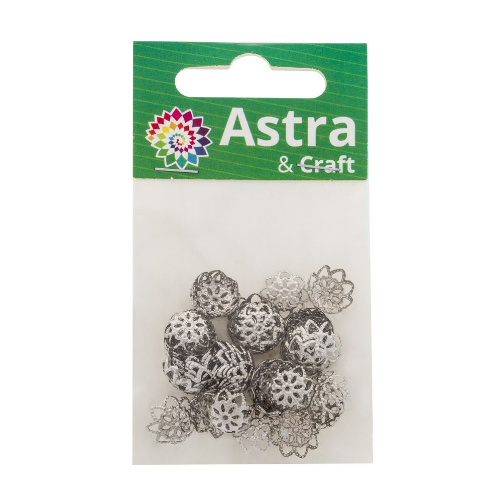 Шапочка для бусин 4AR204, 11мм 50 шт/упак, Astra&Craft (черный никель)