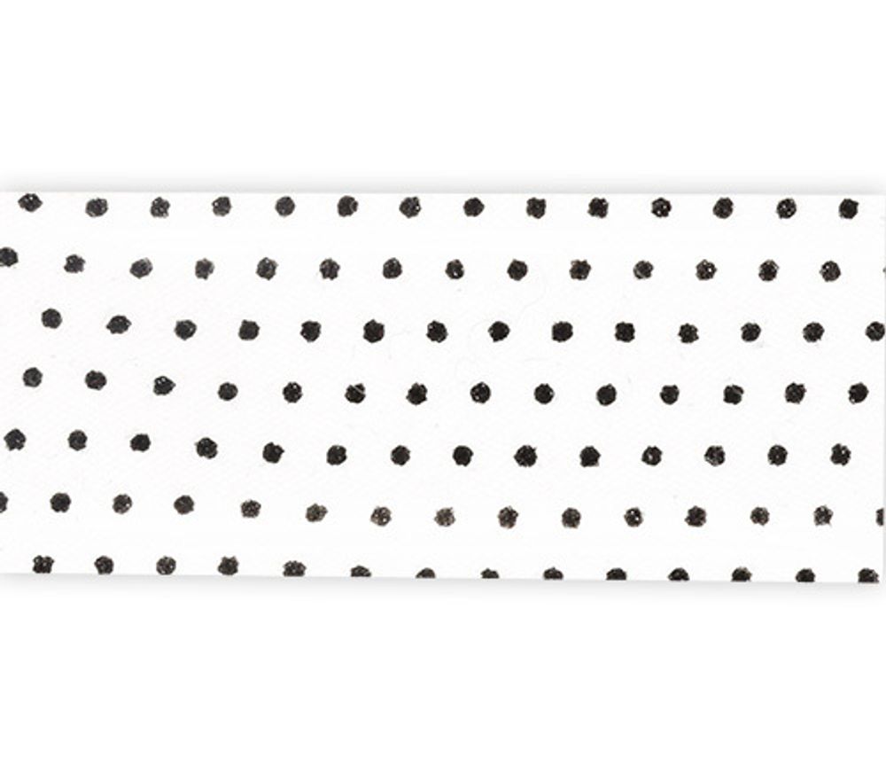 Косая бейка хлопковая 20 мм / 25 метров, 001P/113 белый/черный горох, Gamma GBF-20