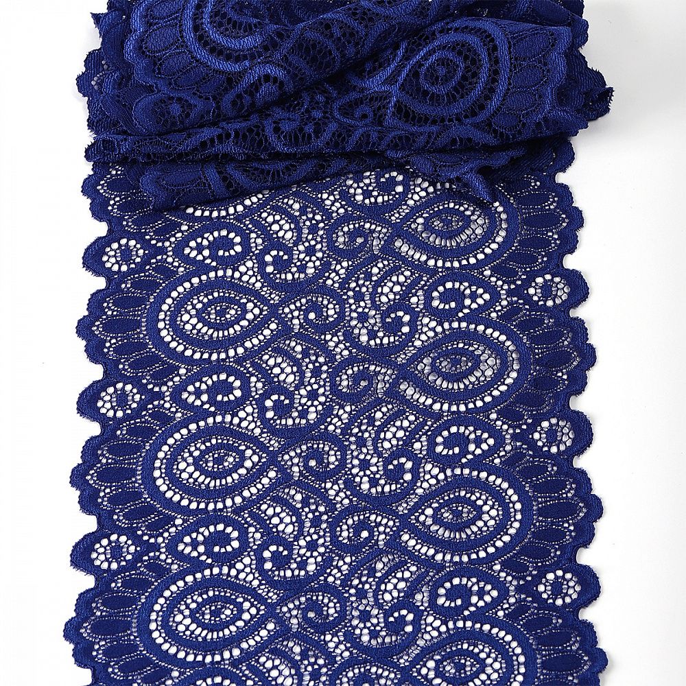 Кружево бельевое эластичное 180 мм / 3 м, TBY.L1351, цв.L1832 синий, Kruzhevo