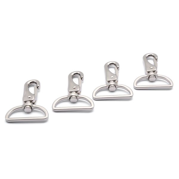 Карабин металл 38.0 мм (64х45 мм), серебро, 4 шт