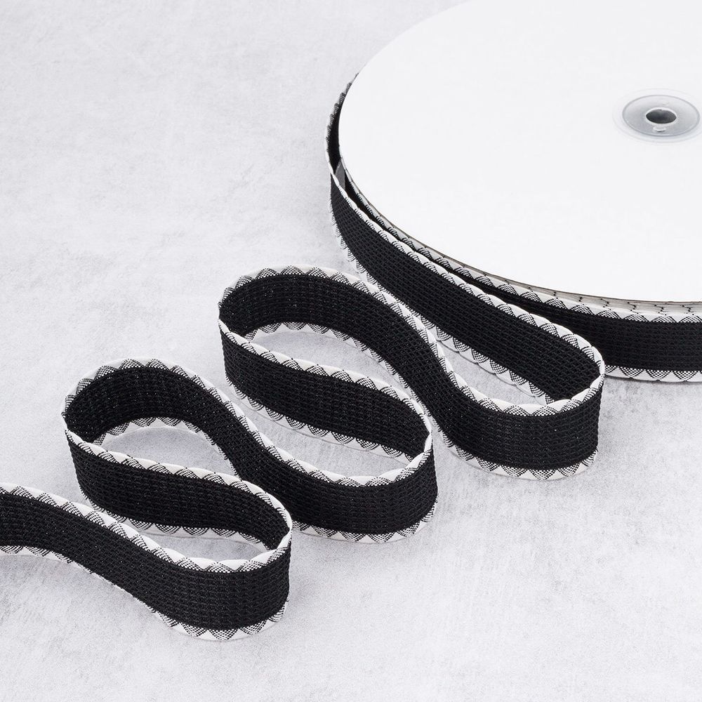 Тесьма (лента) окантовочная 28 мм / 91.44 метра, 5.075 г/пог.м, декоративная, 06 черный, 3Al360