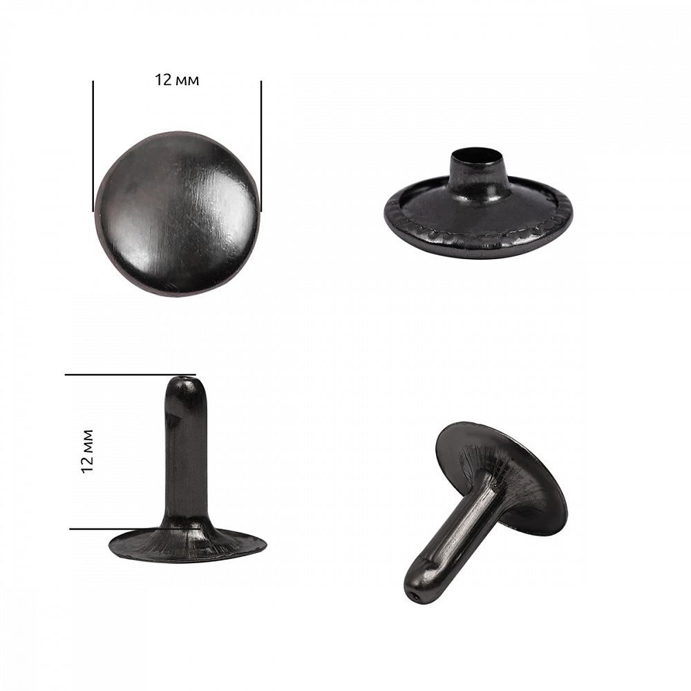 Хольнитены односторонние сталь 12х12 мм, №123, TBY.5112 цв. черный никель уп. 1000 шт, TBY