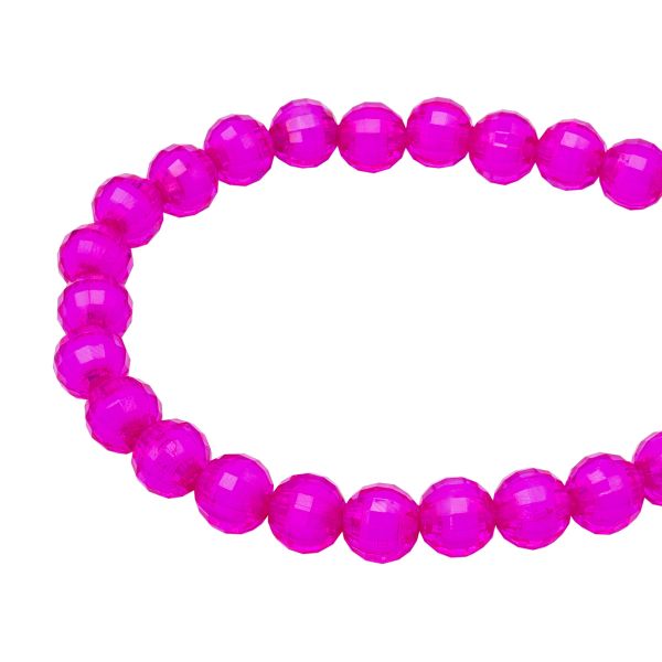 Бусины акрил ⌀8 мм, 500 г, цвет. с белой сердц., круглые часто гран., 49 фуксия, Astra&Craft LY-162