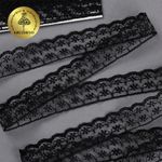 Кружево отделочное в стиле "трикотаж" 15 мм диз. T-012 цв.черный уп.9м