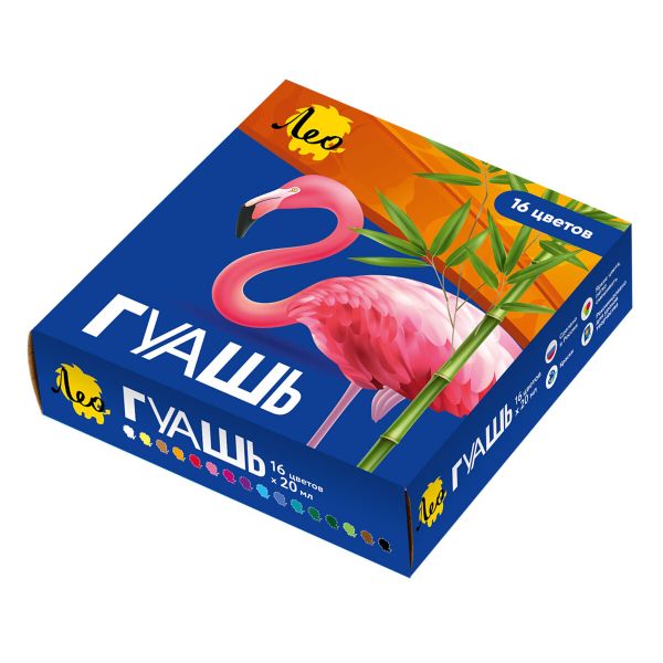 Краска гуашь набор 16 цв.х20 мл, Лео LBG-0116