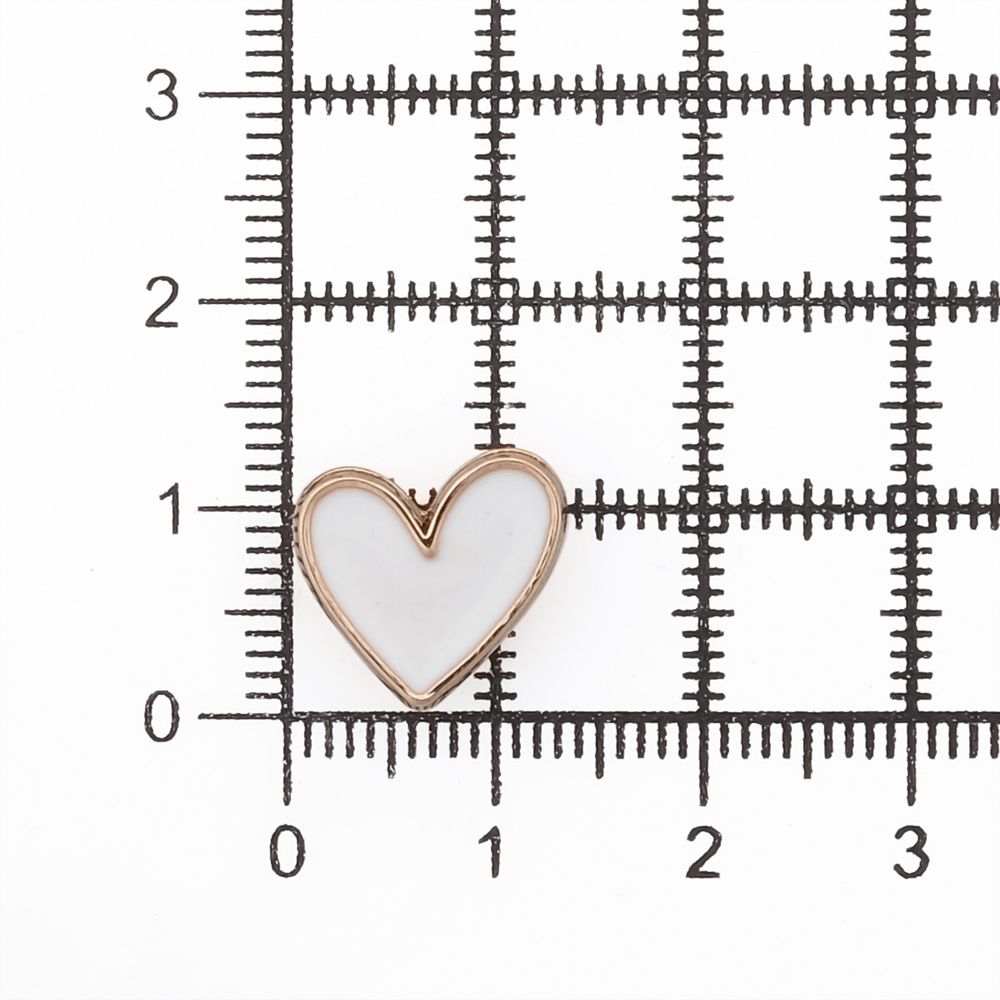 Пуговицы на ножке фигурная Сердце 20L (13мм), металл (White/G (белый/золото)), MEs-2012, 36 шт