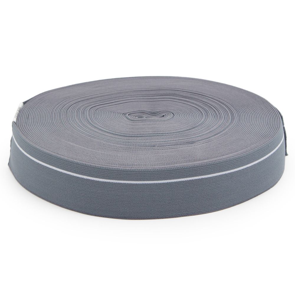 Резинка для мужских трусов и боксеров 35.0 мм / 25 метров, мягкая тканая 24 г/м, эластичность 150%, св.серый/белый полоса