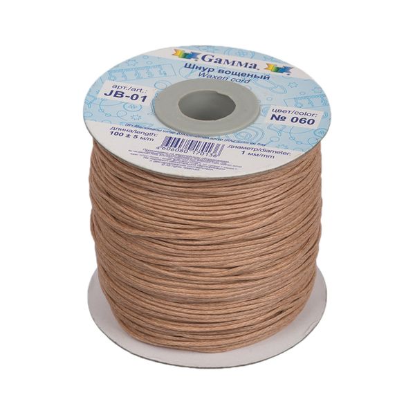Шнур вощеный ⌀1.0 мм, 100 м, 060 бежевый, Gamma JB-01