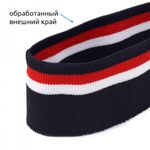 Подвяз (довяз) трикотажный т.синий с белой и бордовой полосами, 3,5х80см, уп. 5 шт