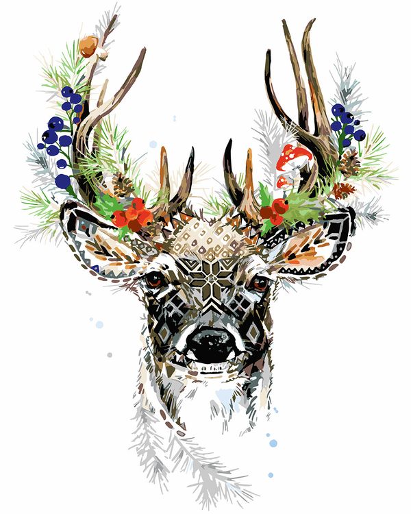 Холст для раскрашивания по номерам PNB/C1 №66, Северный олень, 50х40 см