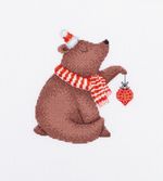 Набор для вышивания нитками Klart 8-585, Новогодний мишка, 15х13.5 см