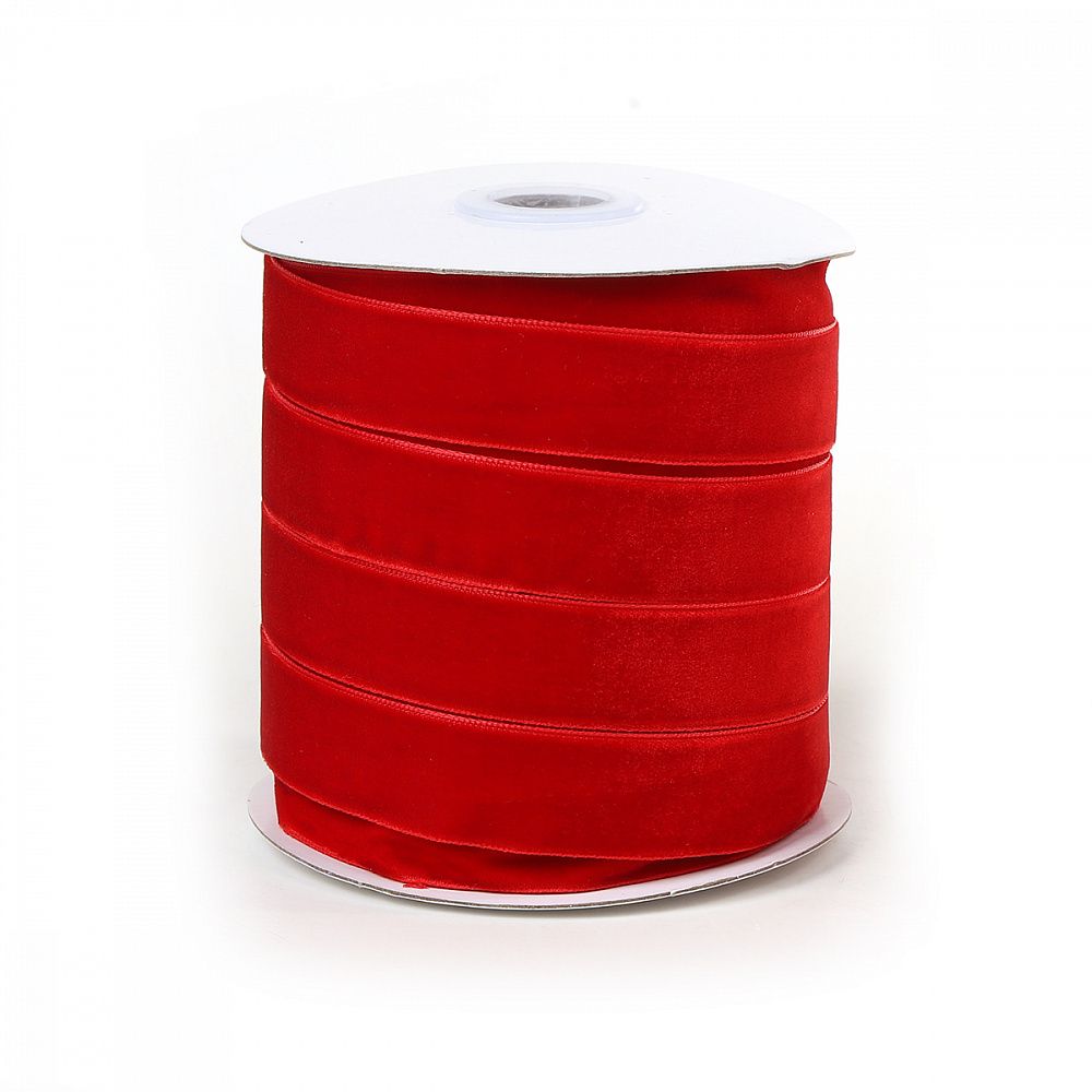 Лента бархатная (тесьма) 20.0 мм / 22.86±1 метров, арт.20VR42 нейлон цв.т.красный