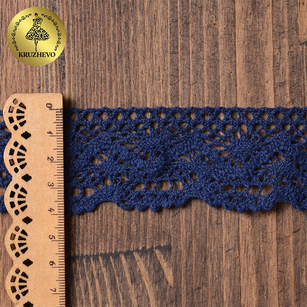 Кружево вязаное (тесьма) 45 мм / 10 метров, TBY-5235, цв.29 т.синий, Kruzhevo