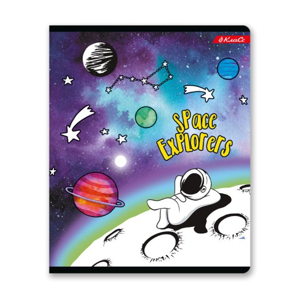 Тетрадь ученическая общая, A5+ 48 л. на скобе 65 г/м², белизна 100%, 10 шт, линия в термоусадочной пленке, 000321 Космос, Светоч 48ТСК5_1_3_2