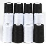 Нитки швейные Max 40/2, 4570 м (5000 ярд), ассорти ч/б / 12 бобин