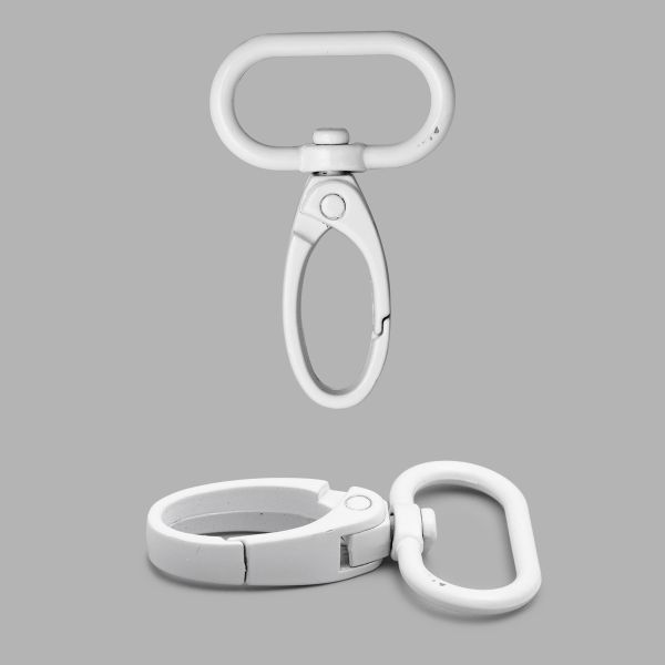 Карабин металл поворотный с рамкой 25 мм (31х47 мм), белый лак, 4 шт