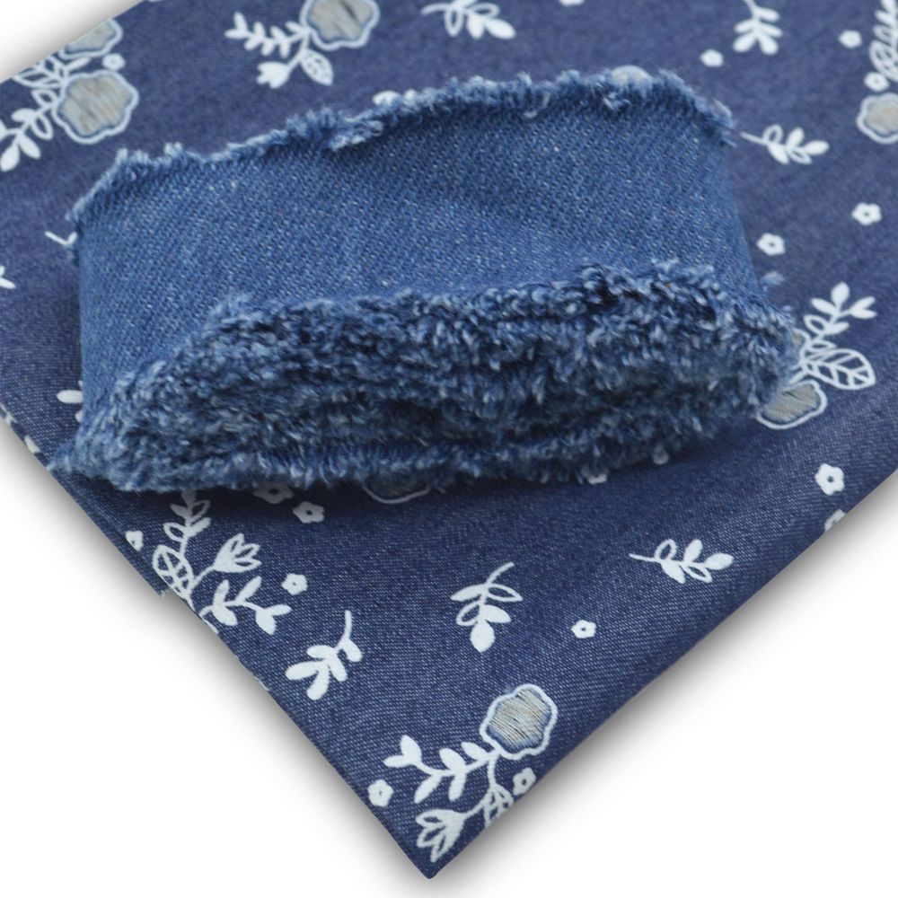 Ткань для рукоделия в наборе джинсовая с тесьмой (25997/25345: 48*50см/ 1,5м), цв. т.синий 29390