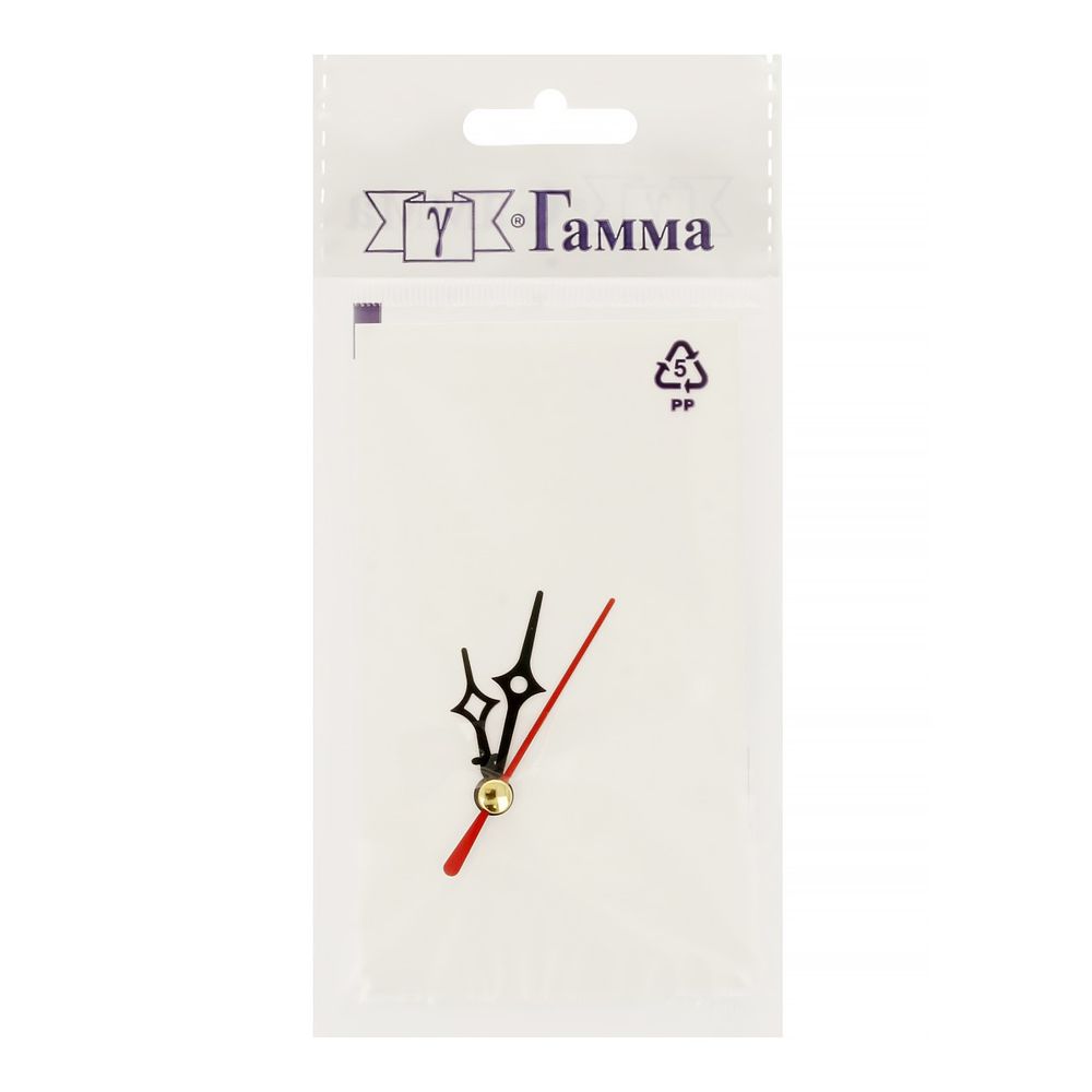 Стрелки для часовых механизмов (часовая/минутная/секундная) ЧМС, 5 шт, 27/37/41 мм, ( черный/красный)