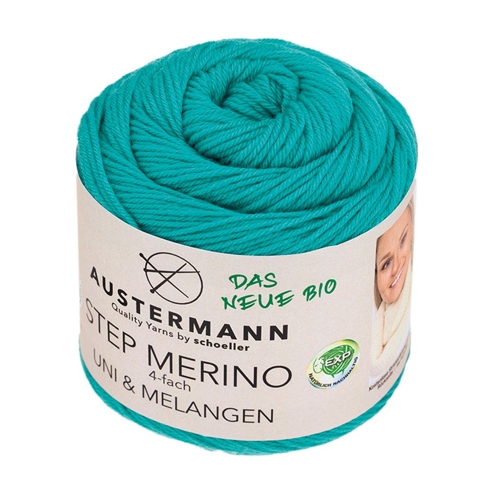 Пряжа Austermann (Аустерманн) Step Merino 4-fath Uni&amp;Melangen Gots / уп.5 мот. по 100 г, 400м, кюрасао /TOS/