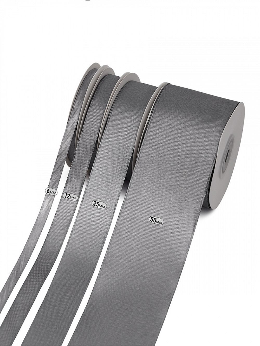 Лента атласная 1-сторонняя 12.0 мм / 22.5±1 метра, 3170 т.серый, Magic4Hobby