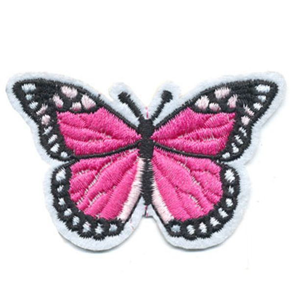 Термоаппликация №18/5, 5 шт, №2501 бабочка бел. малиновая 7.4х4.5 см, Gamma